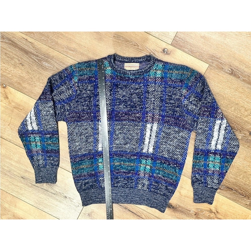 Loafers Sweater Mens L Plaid Vintage Knit Reed St James Casual Dad Office Work - Picture 4 of 6
